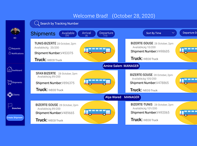 Courier System Dashboard blue graphic design ui