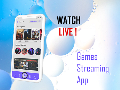 Watch Your Favourite Streamer Live or Start Streaming Now .. app design games mobile streamer streaming ui ux