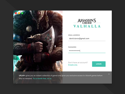 Assassin's Creed: Valhalla - App Login Concept