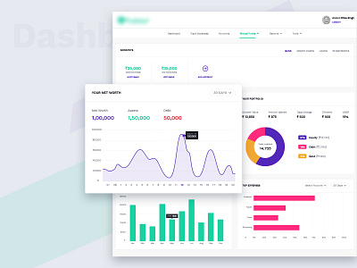 Personal Finance & Mutual fund Dashboard accounts bank dashboard finance mutual fund