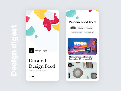 Design Digest - News feed App design article blog curated digest feed mobile app news peronalized