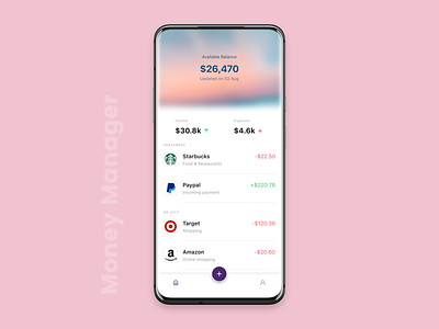 Money Manager App expense finance mobile app mobile ui money manager personal finance