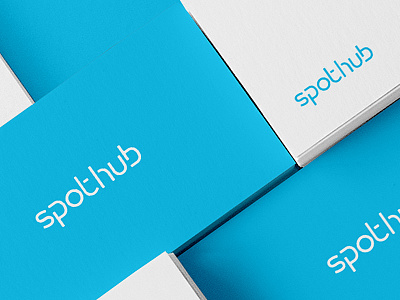 Spothub blue business card identity logo teal tech typography word mark