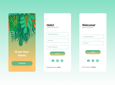 Sign in/Sign up pages for a plant growth app app dailyui ui ux