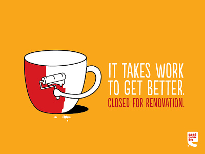 Renovating are cafe closing coffee day illustration renovation typography we