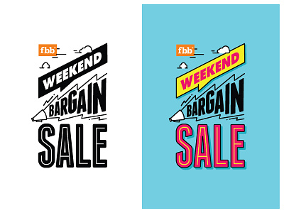 FBB - Weekend bargain sale bright clothing colours design fashion graphic happy offer people sale typography weekend