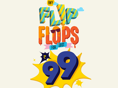 Flip Flops by FBB 99 chill colourful design flipflops fun happy letters offer price summer typography
