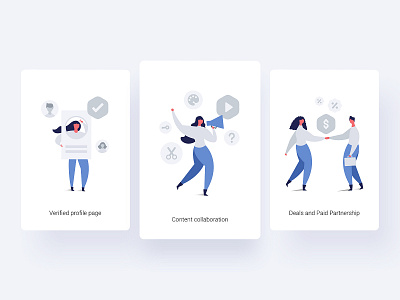 Illustration for FirstUp - 8 clean deals experience freelance freelancer illustration illustrations login partnership people product profile profile page rating ratings review sign in signup simple vector
