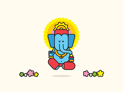 Ganesha Gif Invite animation clean crown cute design elephant festival flat flowers ganesha geometric gif graphic illustration invite king lord minimal motion vector