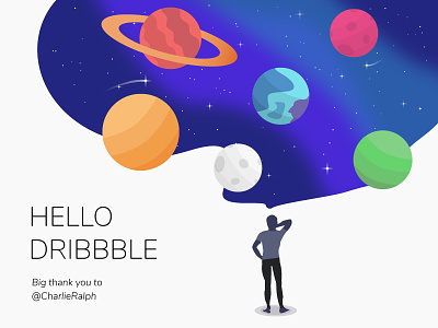 Hello Dribbble debut hello illustration illustrator space