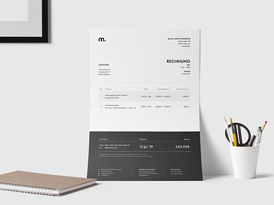 Monti Luger - Branding: Invoice a4 a4 size brand brand identity brand identity design branding business clean indesign invoice logo mockup personal brand photographer print stationery