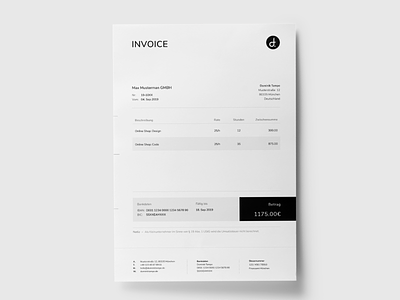 Personal Invoice Design a4 a4 paper a4 size brand brand identity branding business design invoice invoice design invoice template logo money personal brand print typography