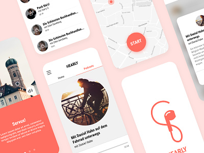 HEARLY: The Munich Bike Podcast design headphone iphonex map minimal mobile mobile app mobile app design mobile ui music podcast tracking ui university ux uxui