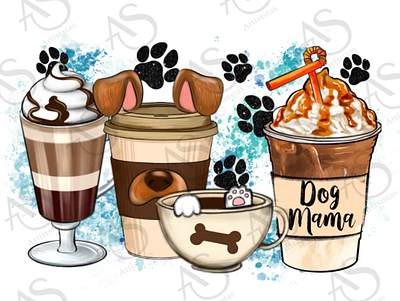 Dog Mama Coffee Cups Png Sublimation Design 3d animation app branding design graphic design illustration logo ui vector