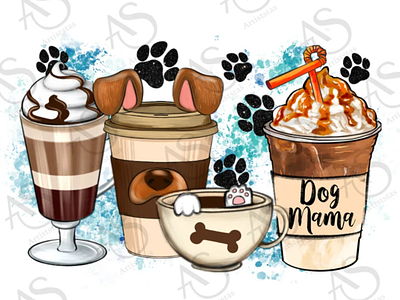 Dog Mama Coffee Cups Png Sublimation Design