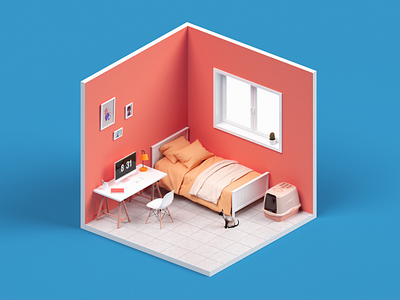 Isometric Bedroom 3d bedroom c4d illustration isometric render room