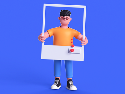Take a picture 3d boy c4d design illustration instagram like like button photo photography render
