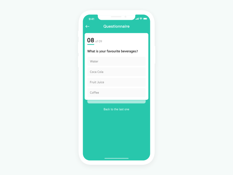 A Questionaire animation green iphone x ui questionnaire