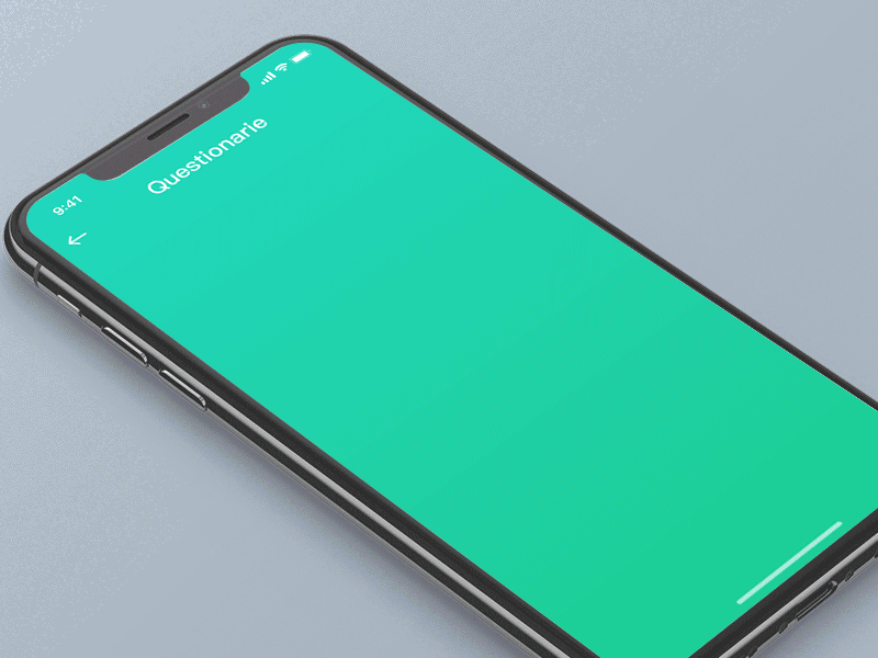 A Questionaire insurance app iphone x questionaire ui 动画 绿色