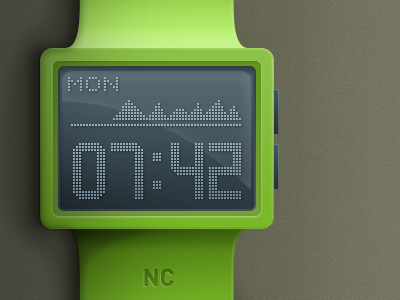 Watch digital digital watch green plastic realistic rubber watch