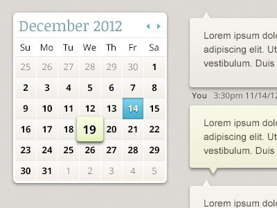 Calendar & Chat calendar chat chat bubbles clean design ui ui design ui kit