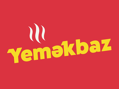 Yemekbaz clean delivery food hungry logos red restaurant simple turkish white. typography yellow