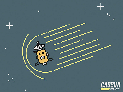 Cassini Dribble cassini digital flat art vector icon illustration illustrator nasa re entry satellite science space style