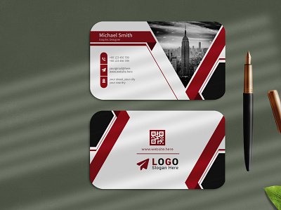 Clean professional corporate business card template branding design graphic design illustration logo ux