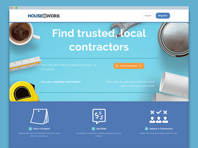 House at Work home page branding landing page ux visual design