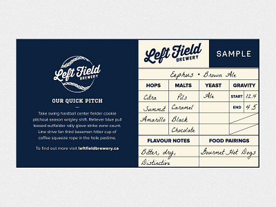 Leftfield Label Sample baseball beer bottle label brewery craft brewery label scorecard