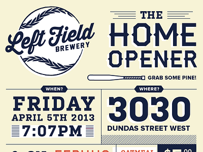 Left Field Launch Invite baseball beer brewery craft brewery invite toronto