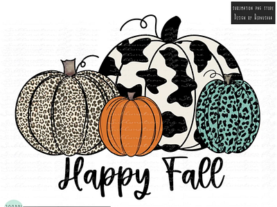 Happy Fall Leopard Pumpkin Sublimation