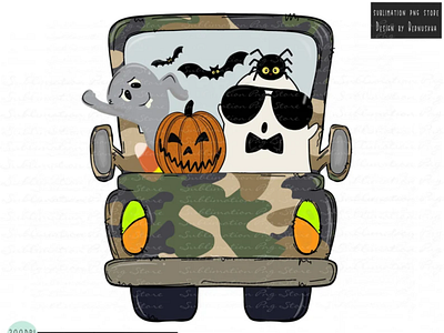 Halloween Truck Png Sublimation Design