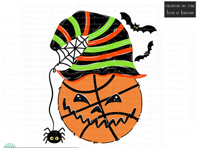 Basketball Halloween Png Sublimation Design