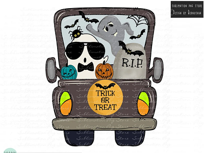 Halloween Trick Or Treat Truck Png Sublimation