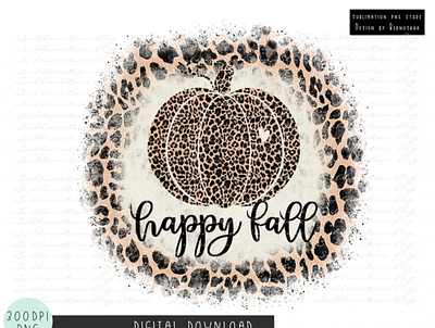 Happy Fall Leopard Pumpkin Sublimation Design 3d animation app branding design graphic design illustration logo motion graphics ui vector