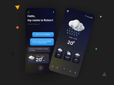 Weather Mobile App Screens 3d animation app branding design graphic design illustration logo motion graphics ui vector