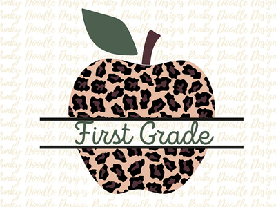 Leopard apple back to school sublimation designs