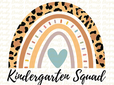 Back to school, Kindergarten Squad Leopard Rainbow Printable