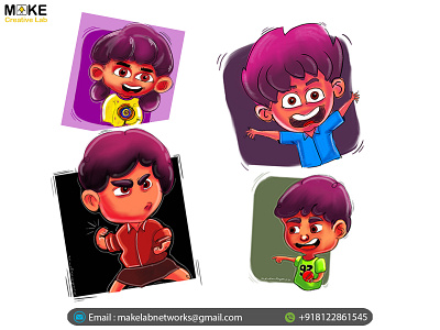2D Toon Character | Make Creative Lab-Madurai 2d 3d cartoon character creative design graphic design illustration illustrator kids madurai toon vector