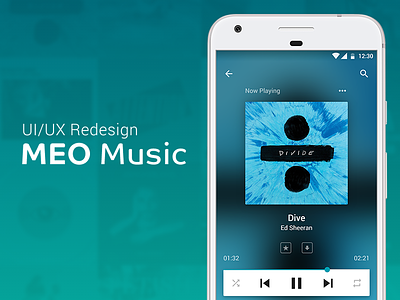 UI/UX Redesign - MEO Music app android app blue google material google material design mobile music redesign