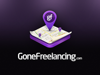 GoneFreelancing - Updated Logo icon logo logo design map map marker marker navigation navigator pin purple safari