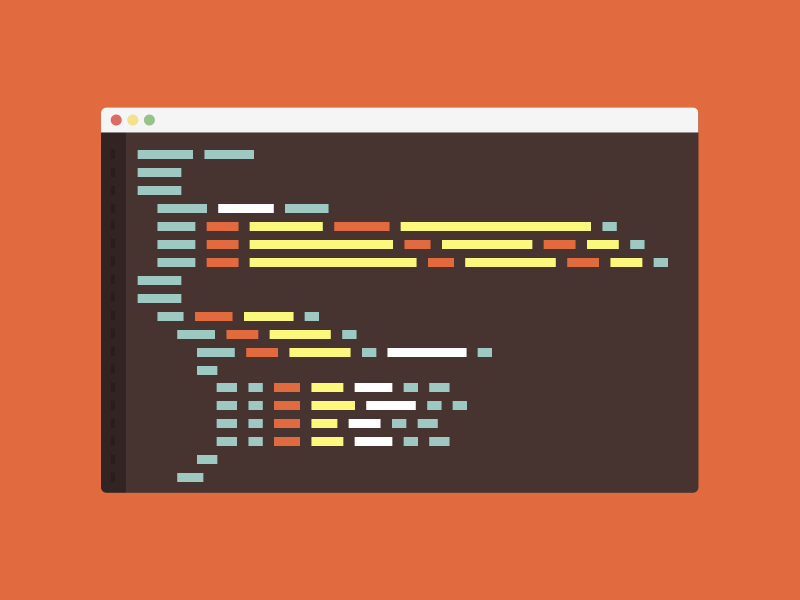 Landing Page Element browser code sublime text flat design flat orange brown text editor editor html