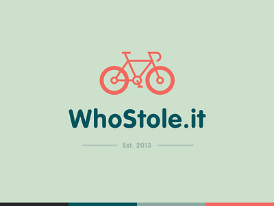 WhoStole.it Logo bike branding flat color flat design icon line icon logo logo design