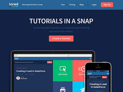 Iorad - Product Landing Page flat flat design iphone landing page logo design macbook web design website