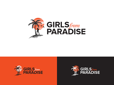 Girls Froma Paradise - Branding brand branding logo logo design orange palm tree sun woman