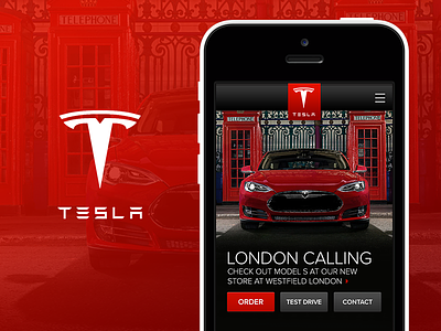Tesla - Mobile Mockup app car electric iphone mobile responsive tesla