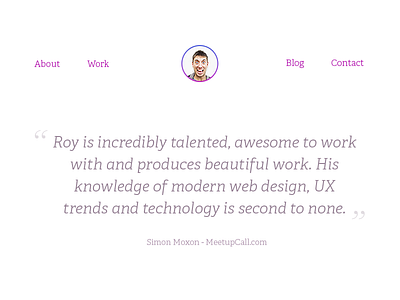 RoyBarber.com avatar flat menu minimal quote typography ui website whitespace