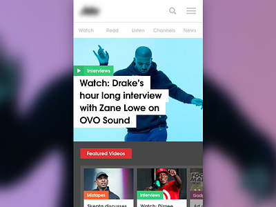 News Site - Unused Concept categories color drake header menu music news ui ux video