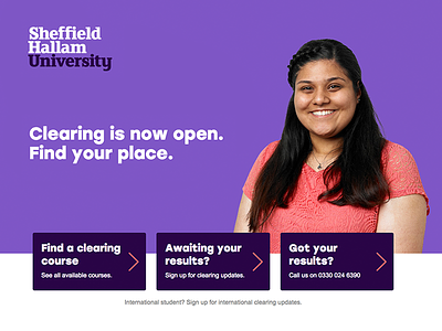 Clearing Landing Page bold clearing colege color flat purple student university